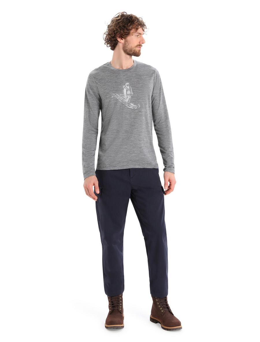 Long Sleeve Icebreaker Merino Tech Lite II T-Shirt Skiing Yeti Męskie Szare | PL 1720SGLO